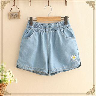 Flower Printed Shorts Jeans