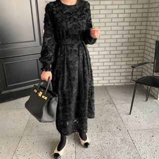 Fringed See-through Dress & Sash
