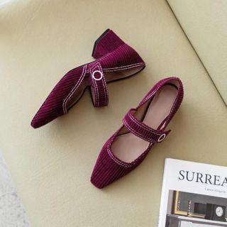 Corduroy Chunky Heel Sandals