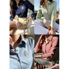 Rhinestone-rose Puff-sleeve Blouse
