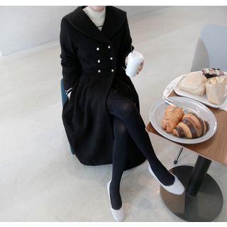 Sailor-collar Double-breasted Long Wool Blend Coat