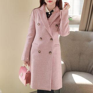 Peaked-lapel Double-breasted Herringbone Coat