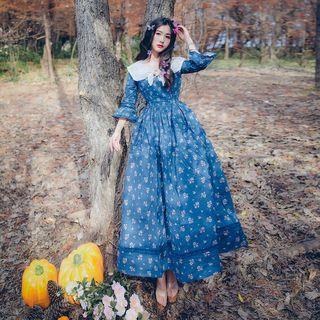 Bow-accent Floral Maxi Dress