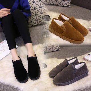 Faux-suede Fleece-trim Snow Boots