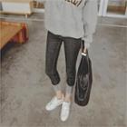 Turn-up Hem Stitched Slim-fit Jeans