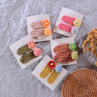 Set Of 2: Crochet Hair Clip Color Random - One Size