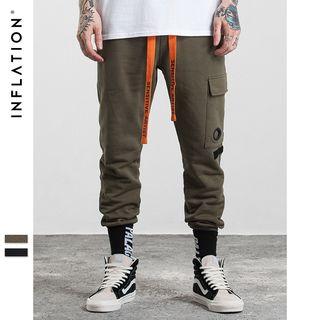 Lettering-cord Cargo Sweatpants