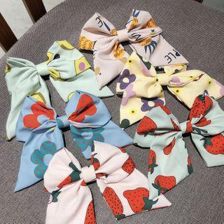 Floral Print Fabric Bow Hair Clip