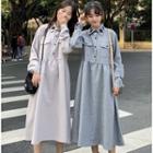Embroidered A-line Midi Shirtdress