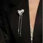 Heart Brooch 1pc - Silver - One Size