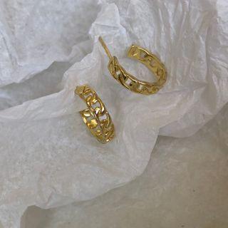 925 Sterling Silver Chain Open Hoop Earring