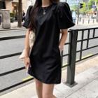 Round-neck Puff-sleeve Minidress