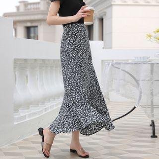Floral Mermaid Chiffon A-line Skirt