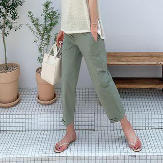 Band-waist Tab-hem Cropped Baggy Pants