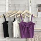 Plain Bow Knit Cropped Camisole Top