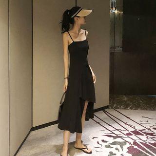 Asymmetric Strappy A-line Midi Dress