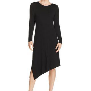 Irregular Hem Long-sleeve Midi T-shirt Dress