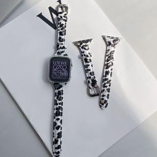Leopard Print Genuine Leather Apple Watch Strap
