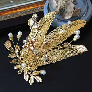 Bridal Faux Pearl Leaf Hair Clip