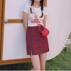 Plaid Slit-side Mini Skort