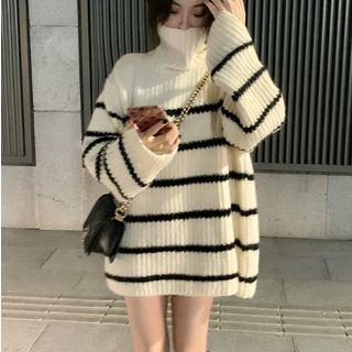 Turtleneck Striped Sweater / Fleece Vest