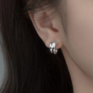 Polished Sterling Silver Open Hoop Earring 1 Pair - S925 Silver - Silver - One Size