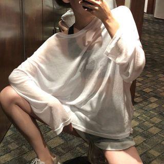 Round Neck Plain Light Knit Top