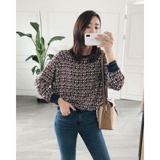 Geo Pattern Crepe Pullover Red - One Size
