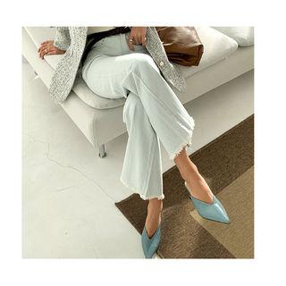 Fringe-edge Boot-cut Washed Jeans