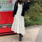 Long-sleeve Plain T-shirt / Ruffle Trim Dress / Long-sleeve Knit Jacket