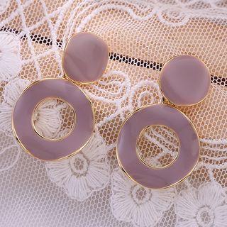 Glaze Hoop Dangle Earring 1 Pair - 925 Silver Needle Earrings - One Size