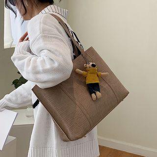 Plain Crocodile Grain Faux Leather Tote Bag