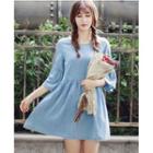3/4-sleeve Denim A-line Mini Dress