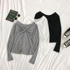 Plain Knotted Slim-fit Long-sleeve T-shirt