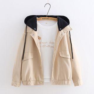 Plain Hooded Zipper Jacket