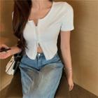 Short-sleeve Slim-fit Cropped Zip Top