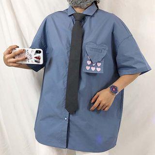 Pocketed Elbow-sleeve Shirt With Tie