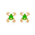 Frog Rhinestone Glaze Alloy Earring 01 - 1 Pair - Gold - One Size