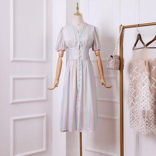 Puff Sleeve Gradient Dress