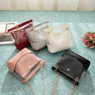 Set: Pvc Panel Crossbody Bag + Pouch