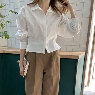 Buttoned-waist Cropped Shirt