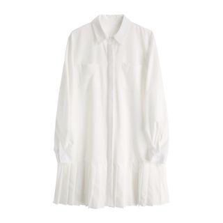 Plain One Piece Pleated Dress