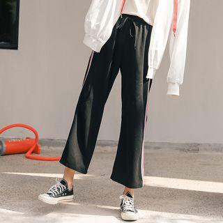 Wide-leg Contrast Trim Pants