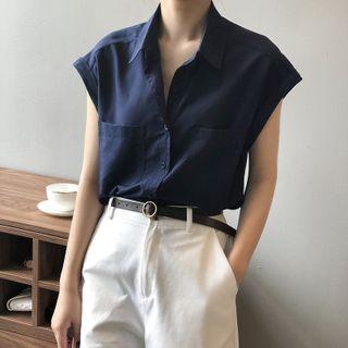 Cap-sleeve Open-collar Shirt