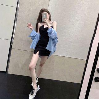 Plain Skinny Split Mini Dress