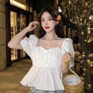 Square-neck Shirt Short-sleeve Top