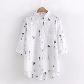 Star Embroidered Elbow Sleeve Shirt