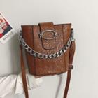 Embossed Crossbody Bucket Bag