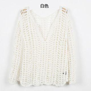 Long-sleeve Crochet Knit Top / Cardigan