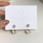 Rhinestone Stud Earring 1 Pair - S925 Silver Needle - Earring - Gold - One Size